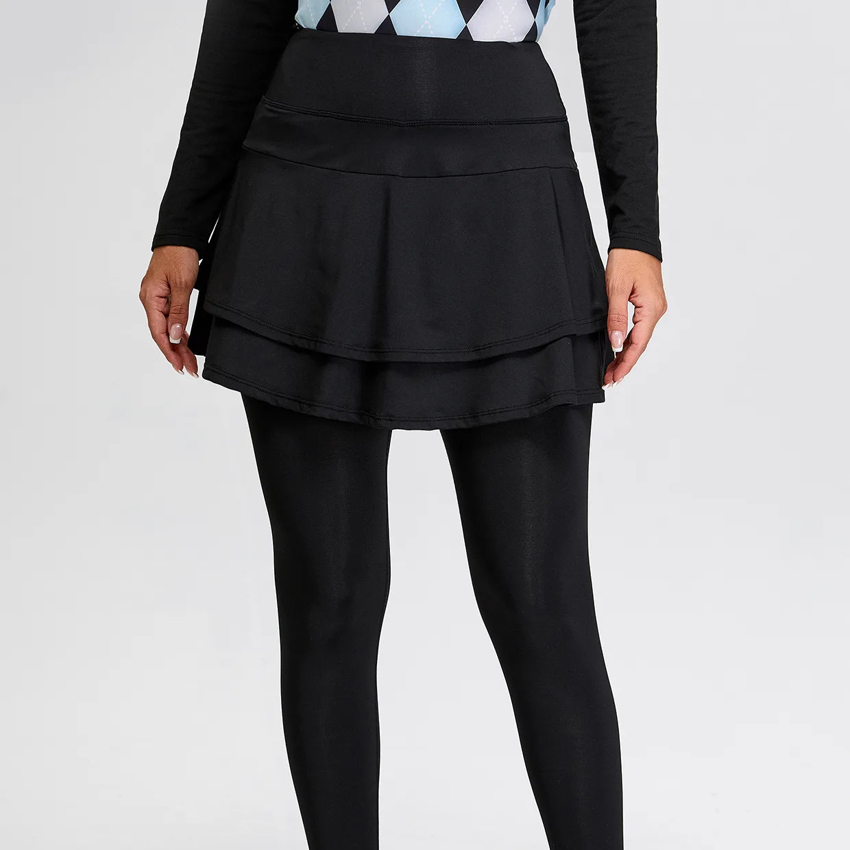 Soneven Pleated Athletic Skirted Leggings with Pockets