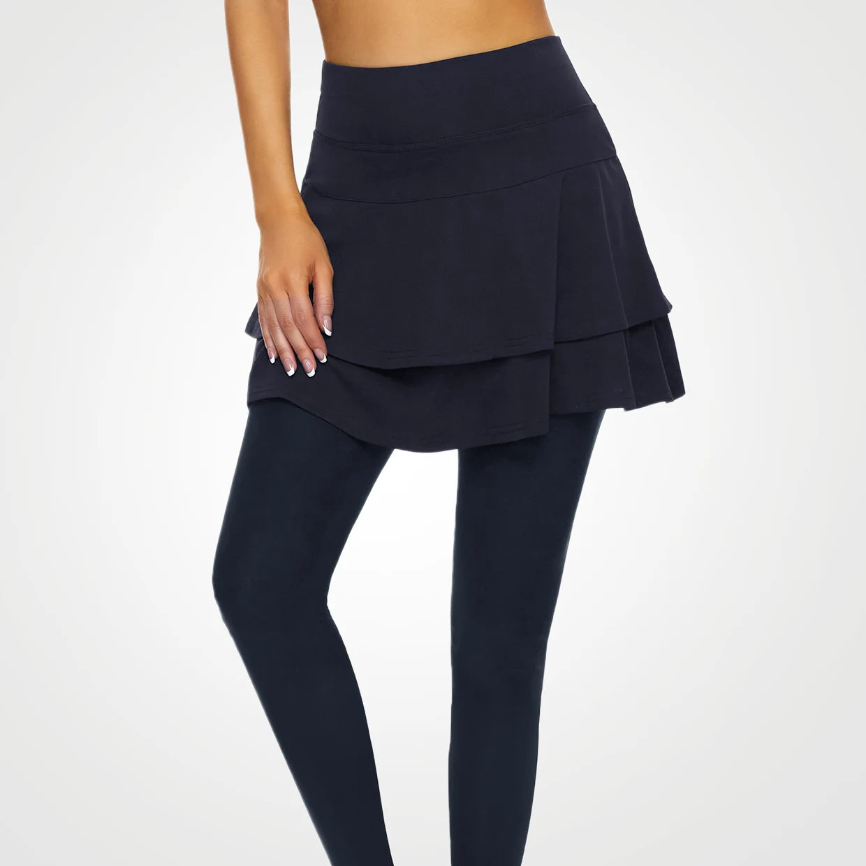 Soneven Pleated Athletic Skirted Leggings with Pockets