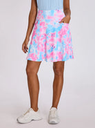 Ladies 20" Blue and Pink Print Active Skorts with Inner Shorts and Pockets