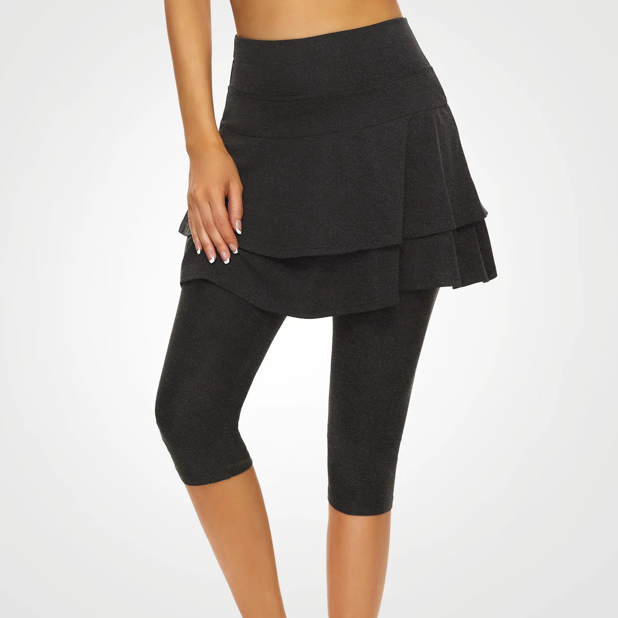 Basic Double layer Knee-length Skirted Leggings for Women