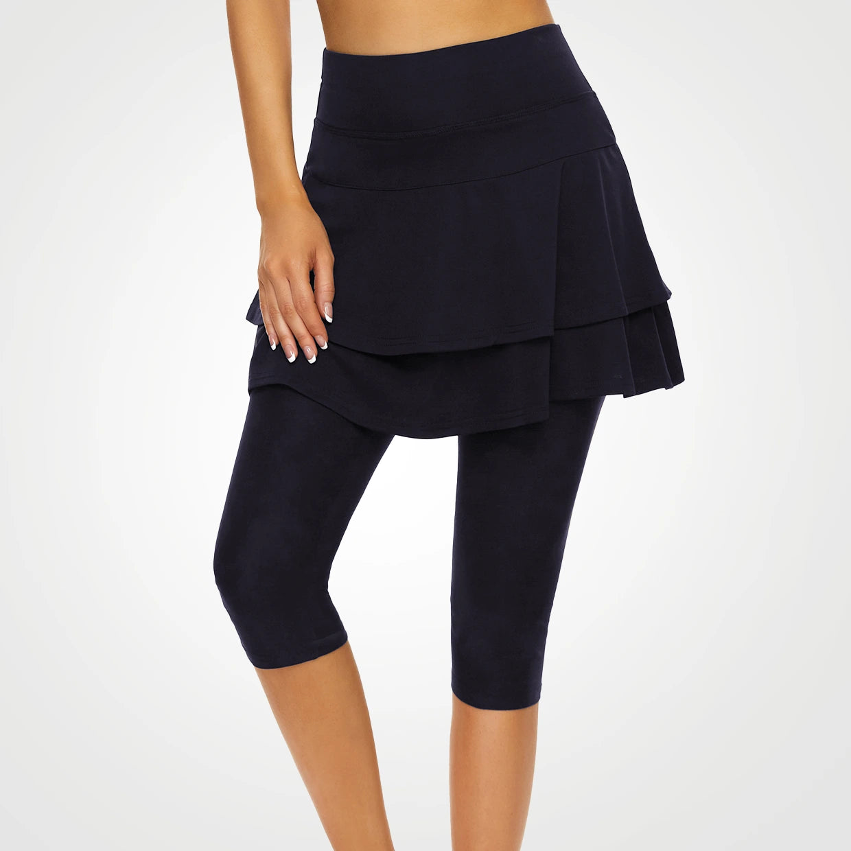 Basic Double layer Knee-length Skirted Leggings for Women