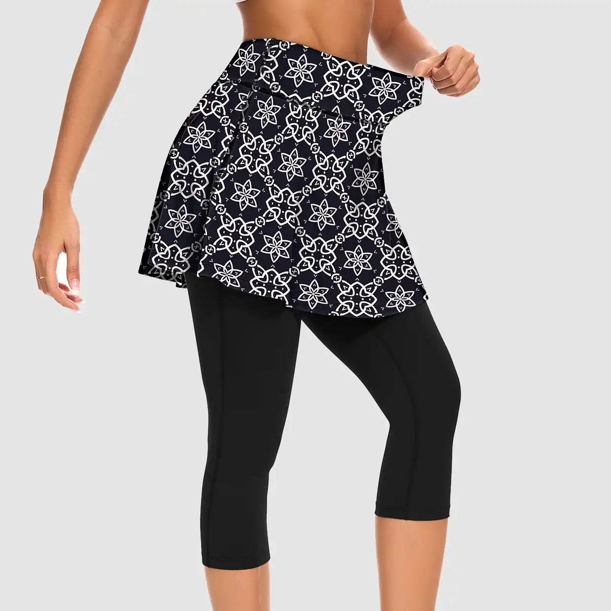 Basic Cropped Ruffled Skirted Leggings