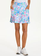 17" Spring Scenery Print Pleated Skort with Shorts and Pockets