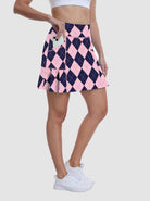 Ladies 17" Pink Checkerboard Pleated Skort with Shorts and