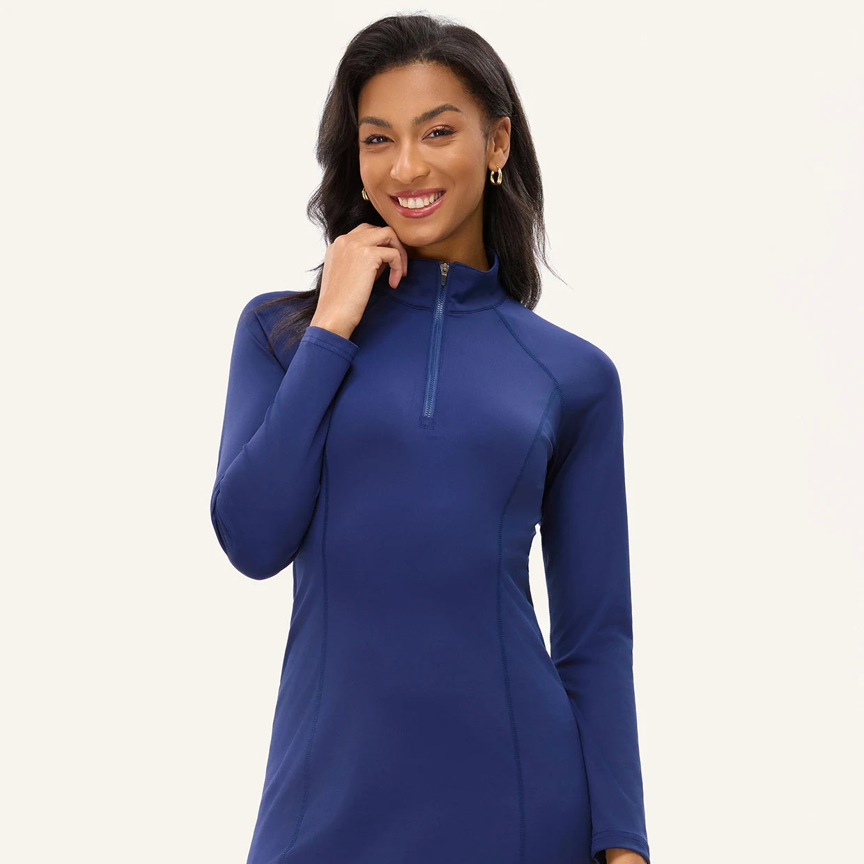 Basic 35" Stand-collar Long-sleeve Golf Dresses
