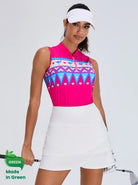 LuxeCool™ Pink Flamingo Stand Collar Sleeveless Shirt