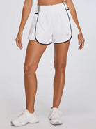 Soild White 14"  Pleated Active Shorts