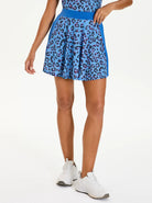 Women's Blue Leopard Ruffled Active Skort with Pockets