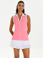 Women's Pink V-neck Sleeveless Polo Shirt