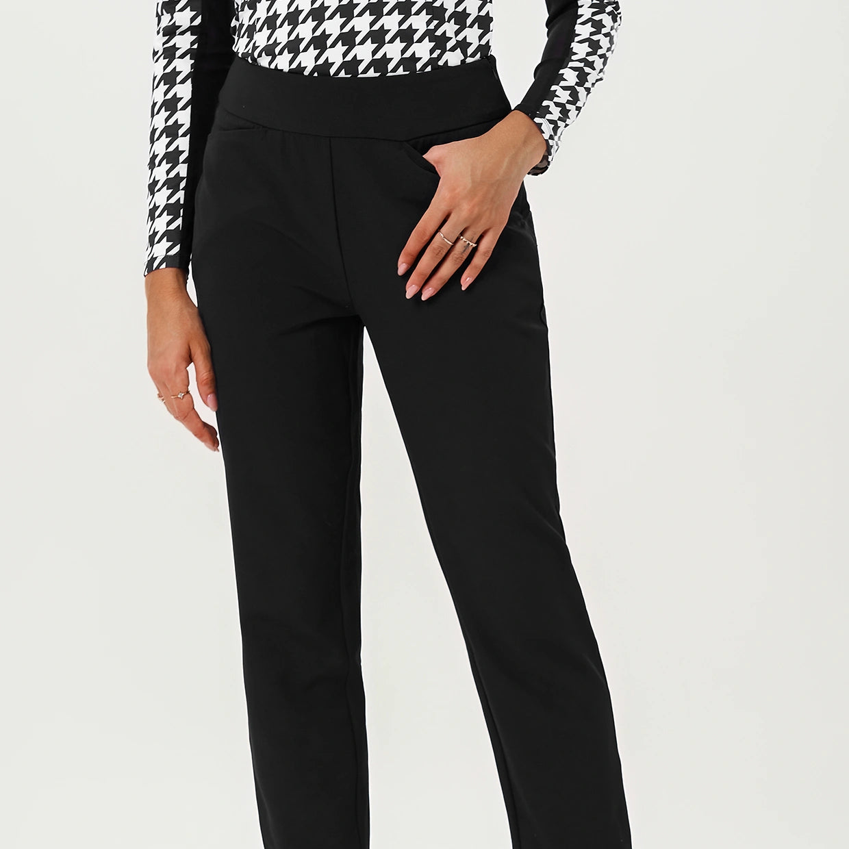 Black 37" Side-zip Ankle Pant with Pockets