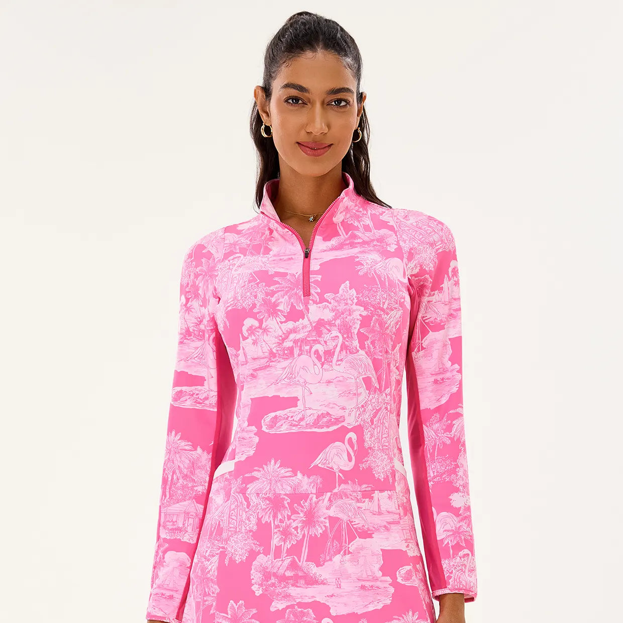 Breathable 34.5" Long-sleeve Golf Dresses with Shorts and Pockets