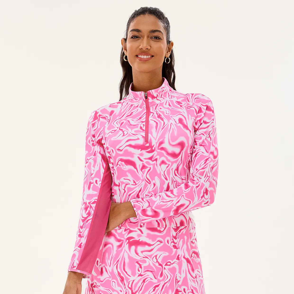 Pink Water Ripples 34.5" Breathable Long-sleeve Golf Dress for Women