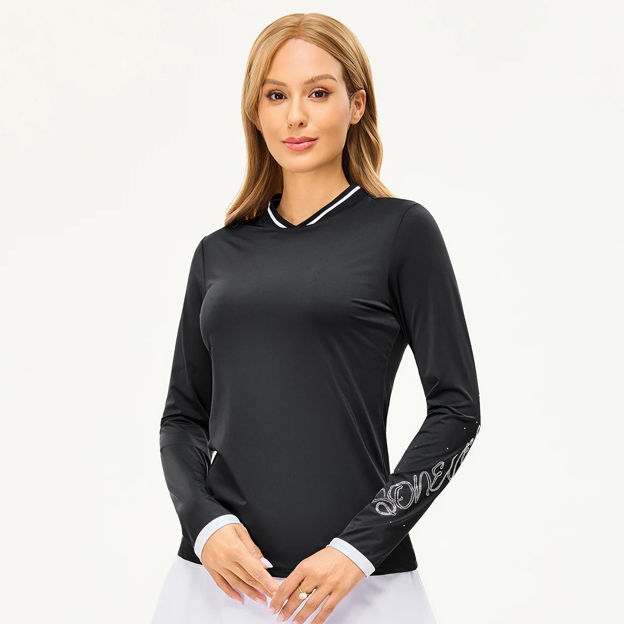 UPF50+ Hot-Fix Rhinestone Long Sleeve Base Layer (SHIP IN 13 DAYS)