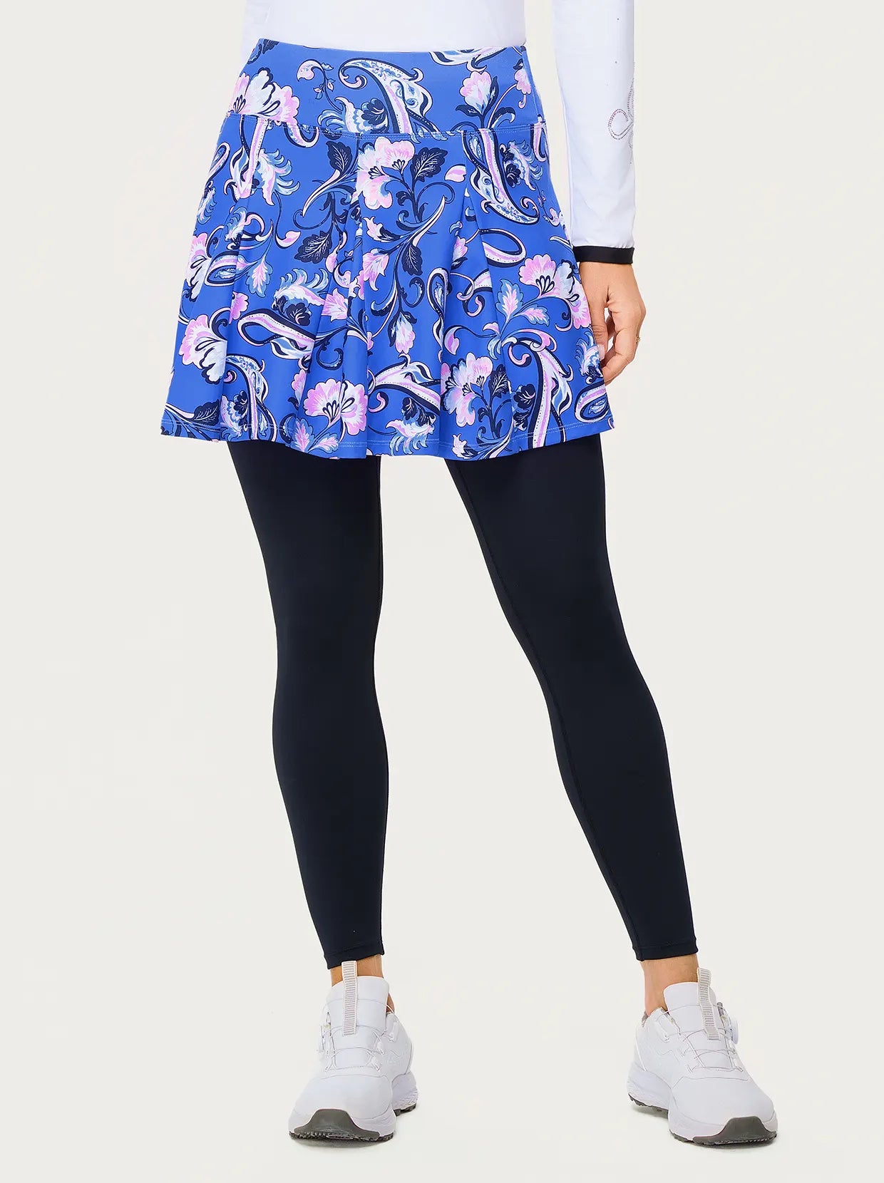 Blue Floral Ruffled Skirted Leggings