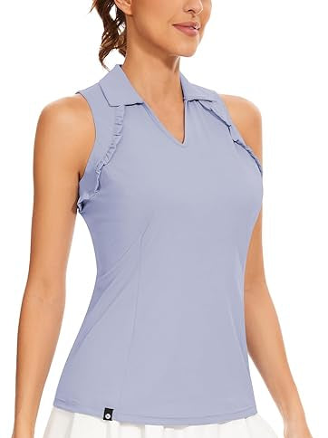 Blue Sleeveless V-Neck Golf Shirt