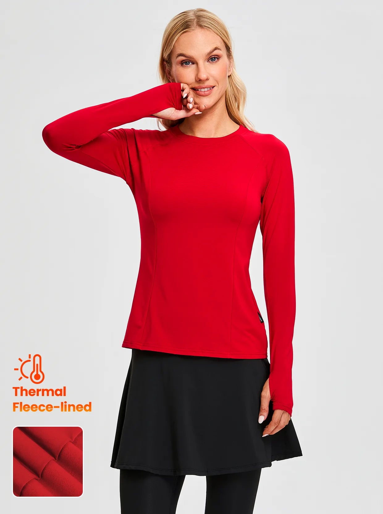 Crew-neck Long-sleeved Fleece top for Women