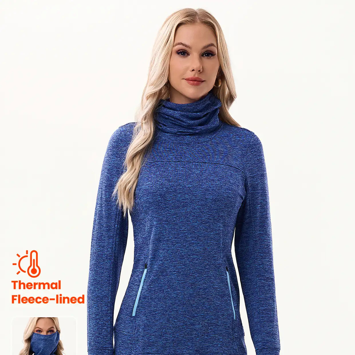 Cowl-Neck Thermal Fleece long-sleeve Top for Women