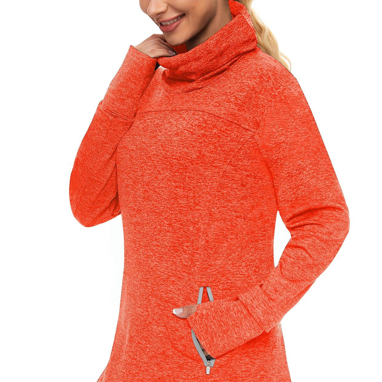 Cowl Neck Long-sleeve Thermal Top for Women
