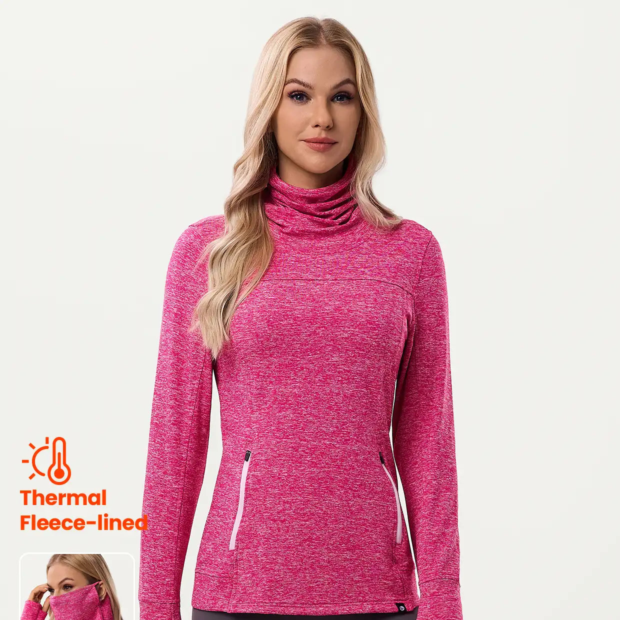 Cowl Neck Long-sleeve Thermal Top for Women