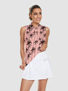 Black Coconut Tree Quarter-zip Sleeveless Polo Shirt