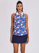 Dark Blue Stars Racerback Athletic Polo Shirts for Women