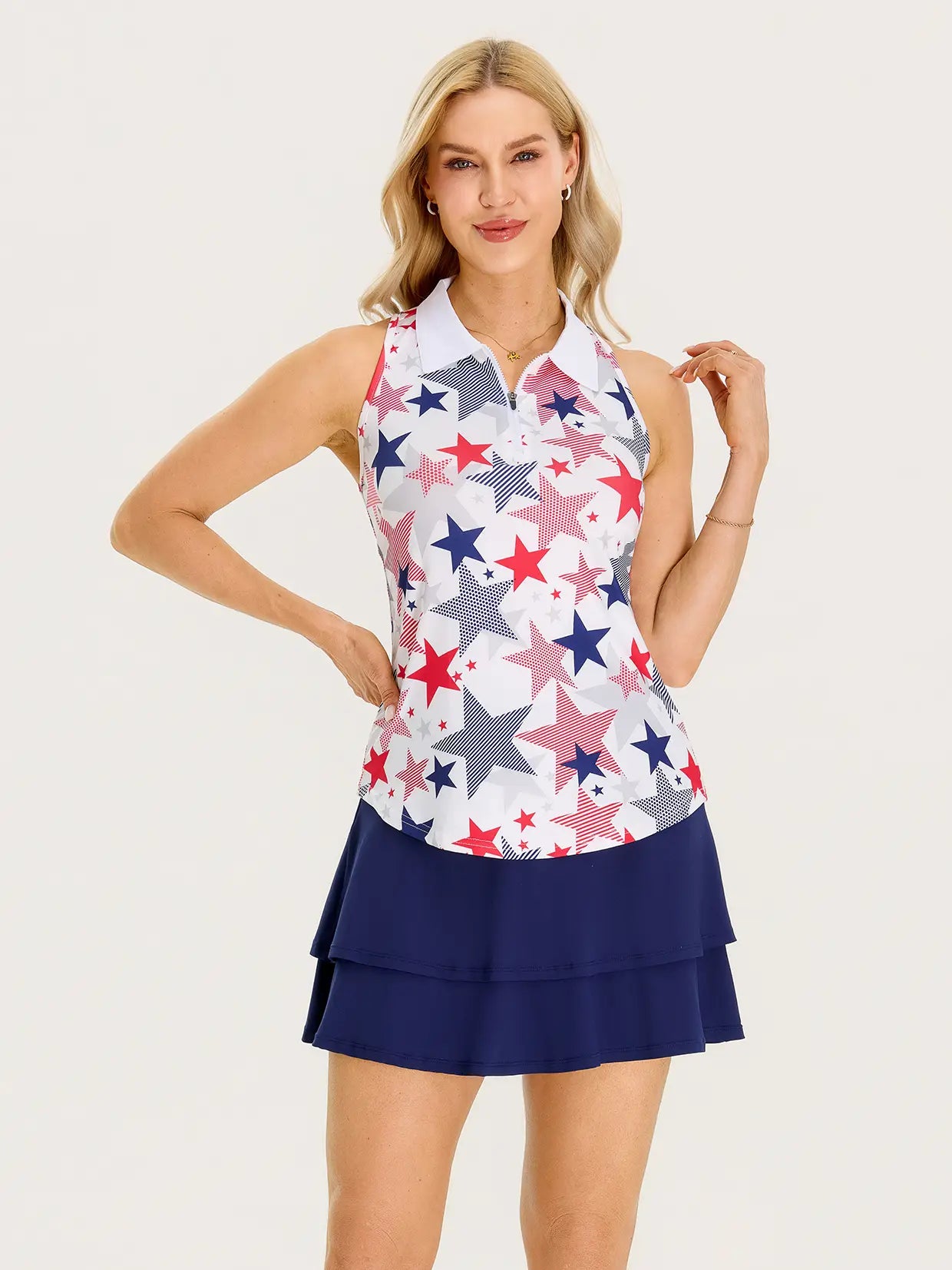 Stars Racerback Sleeveless Athletic Polo Shirt