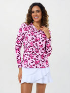 Halloween Pink Skull Quarter-zip Long-sleeve Polo Shirt