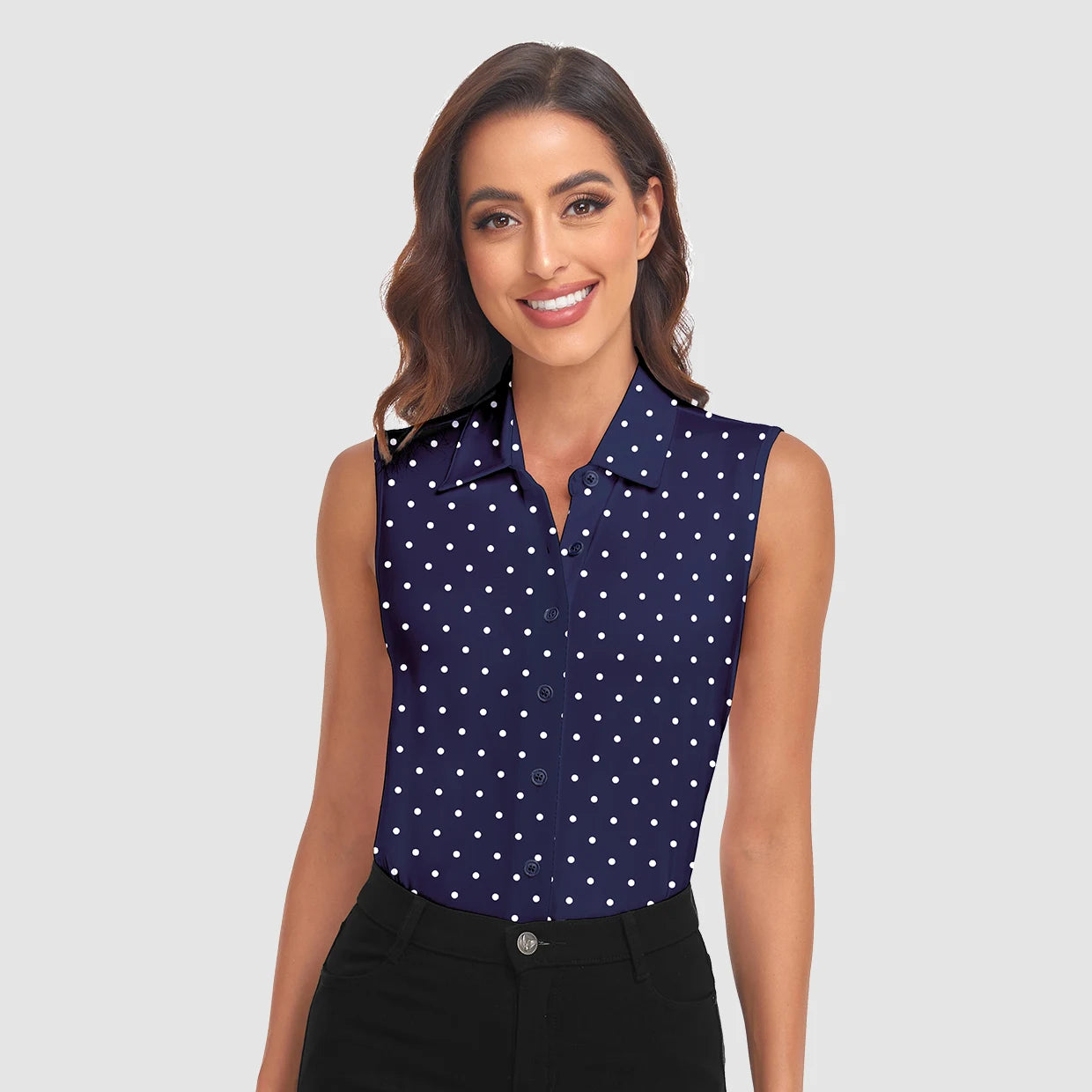 Moisture-wicking Button-Down Sleeveless Golf Polo Shirts