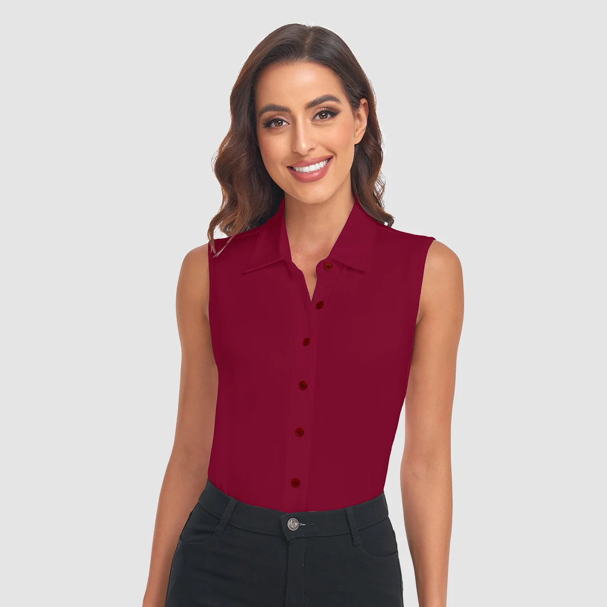 Moisture-wicking Button-Down Sleeveless Golf Polo Shirts