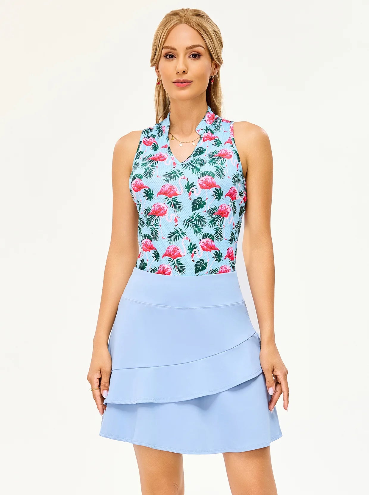 Flamingo V-neck Racerback Sleeveless Shirt