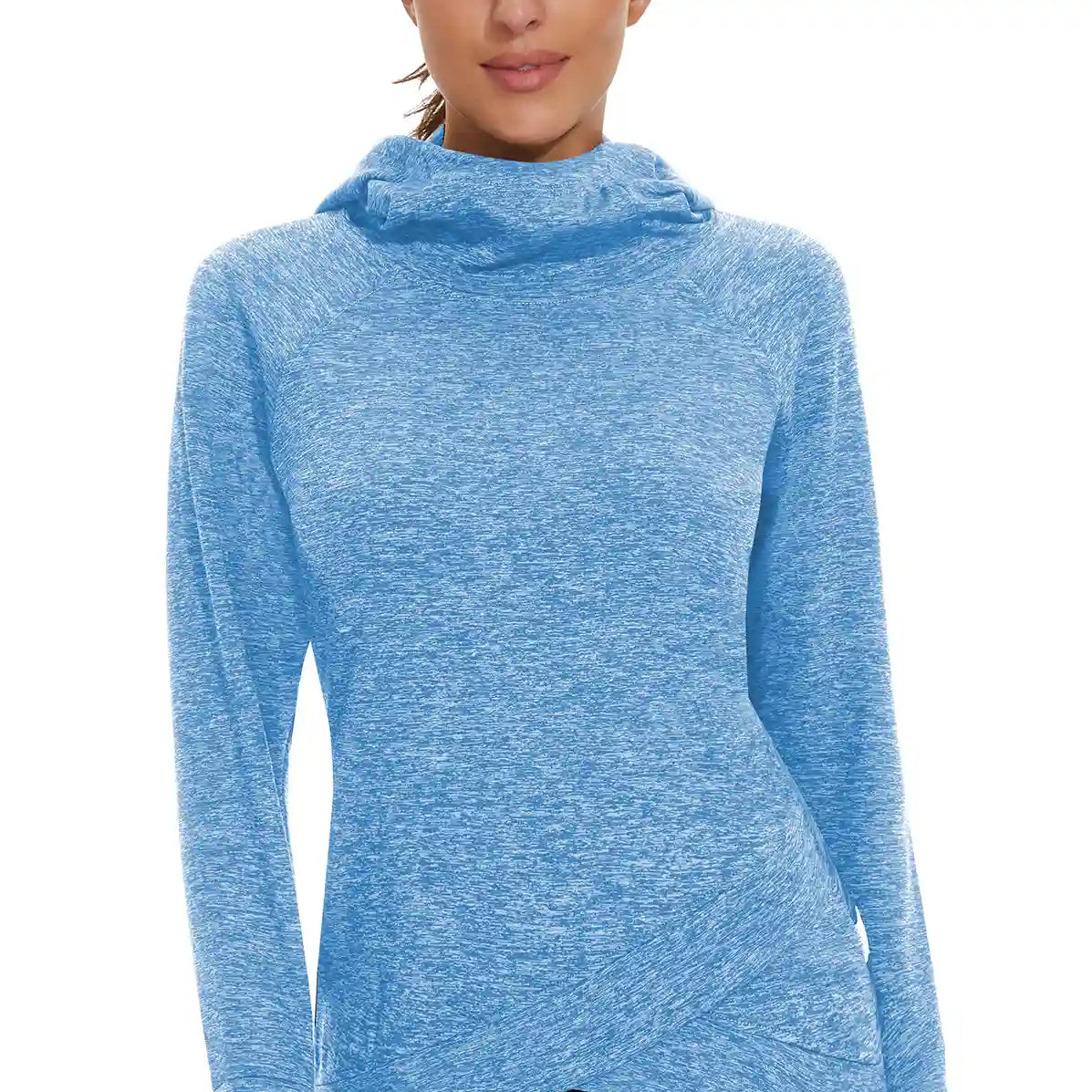 Women's Hoodie Crossed Hem Long-sleeve Thermal Tops