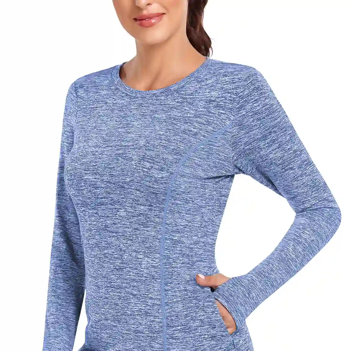Women's Thermal Pullover Long-sleeve Top with Two Hidden Pockets