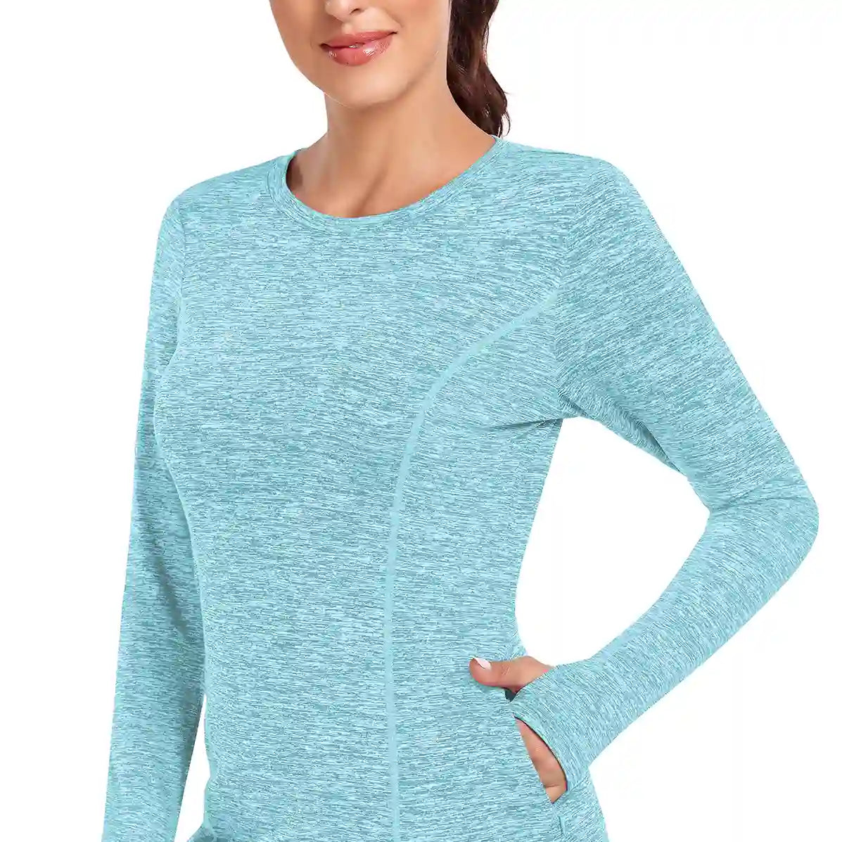 Crew-neck Long-sleeve Fleece Tops for Women
