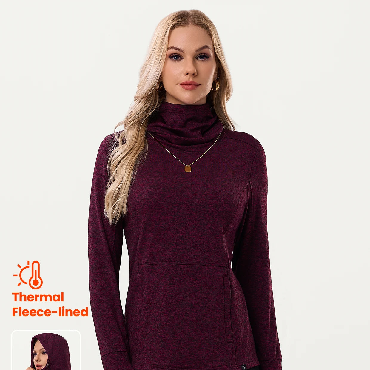 Ladies Pullover Long-sleeve Thermal Top With Thumb Holes