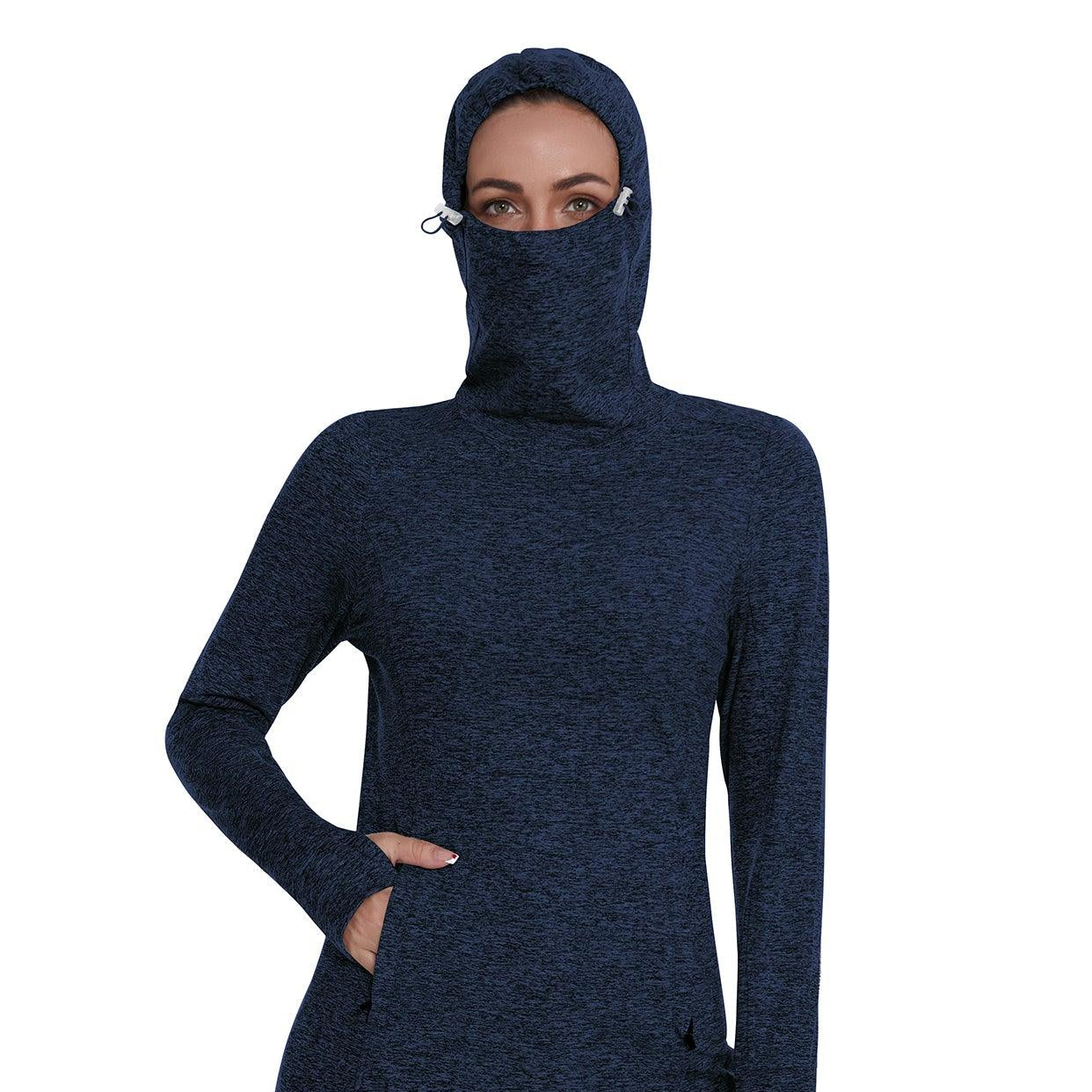 Ladies Hoodies Long-sleeve Thermal Top With Thumb Holes