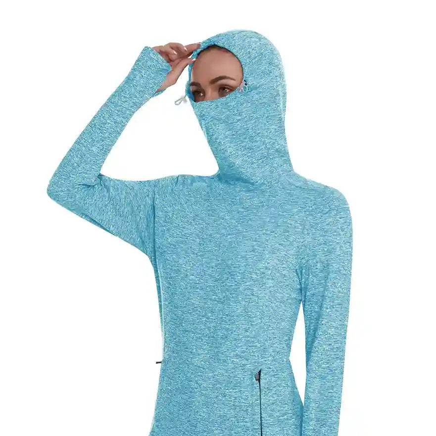 Ladies Hoodies Long-sleeve Thermal Top With Thumb Holes