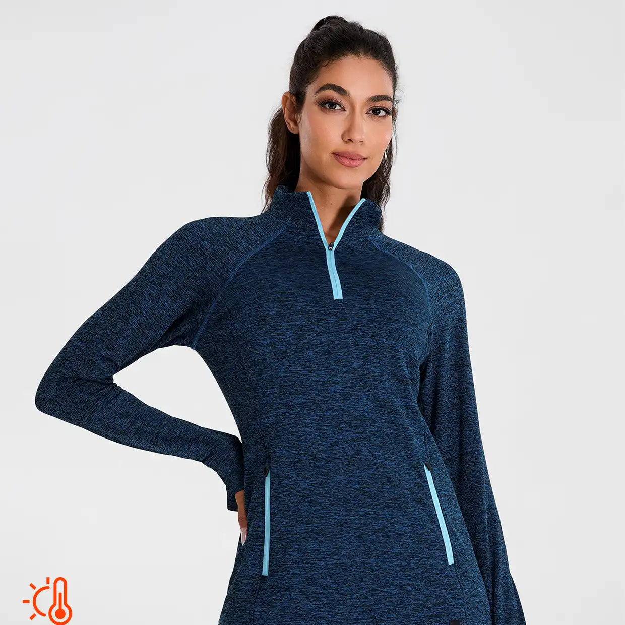 Quarter-zip long-sleeve Thermal Top for Women