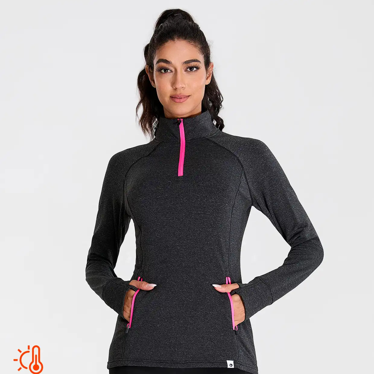 Quarter-zip long-sleeve Thermal Top for Women
