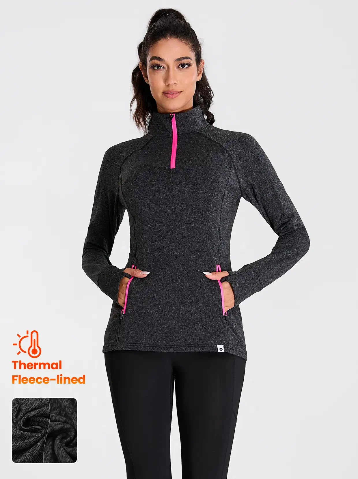 Quarter-zip long-sleeve Thermal Top for Women