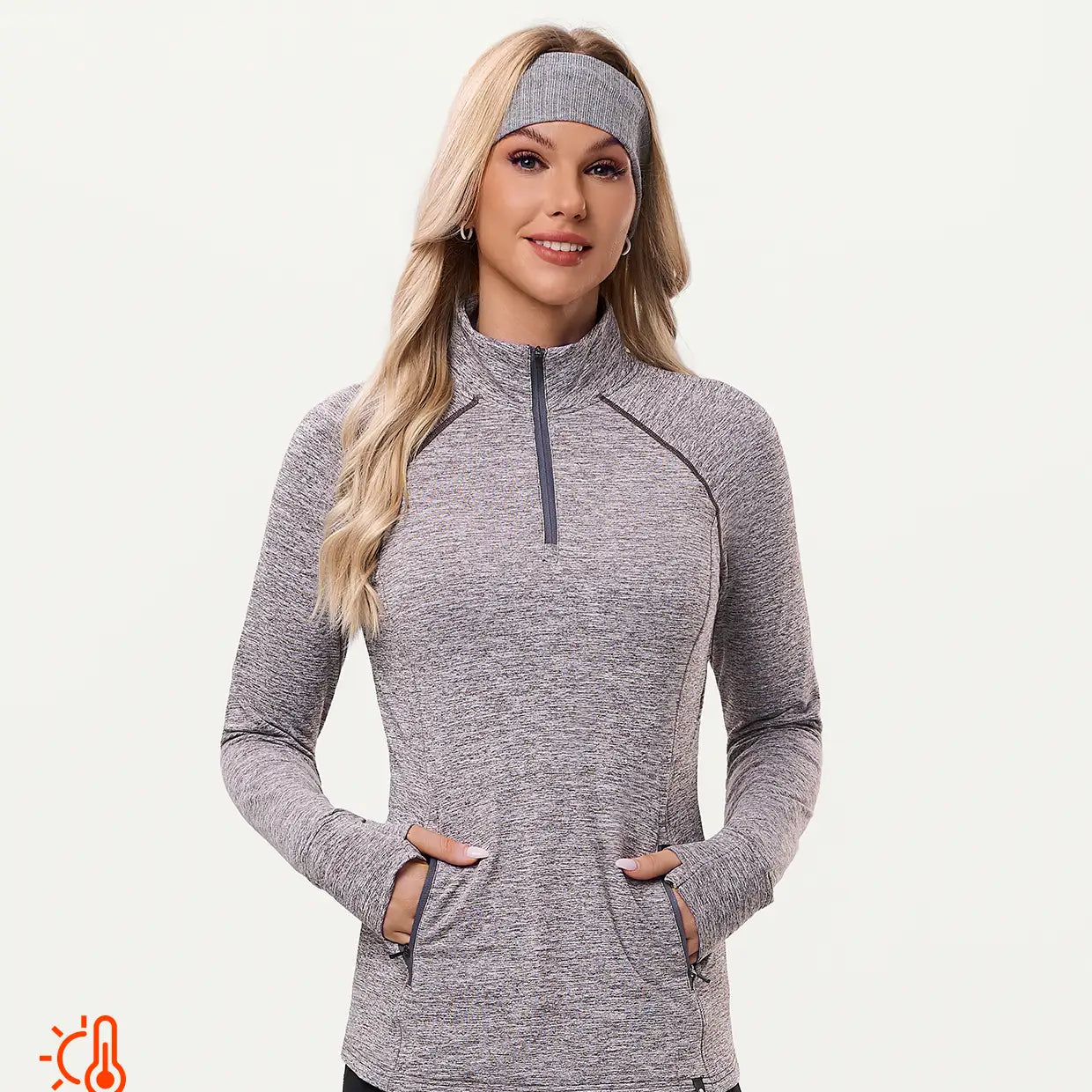 Quarter-zip long-sleeve Thermal Top for Women
