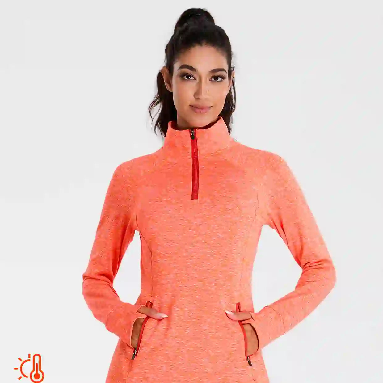 Women's Quarter-zip Fleece Top with thumb holes