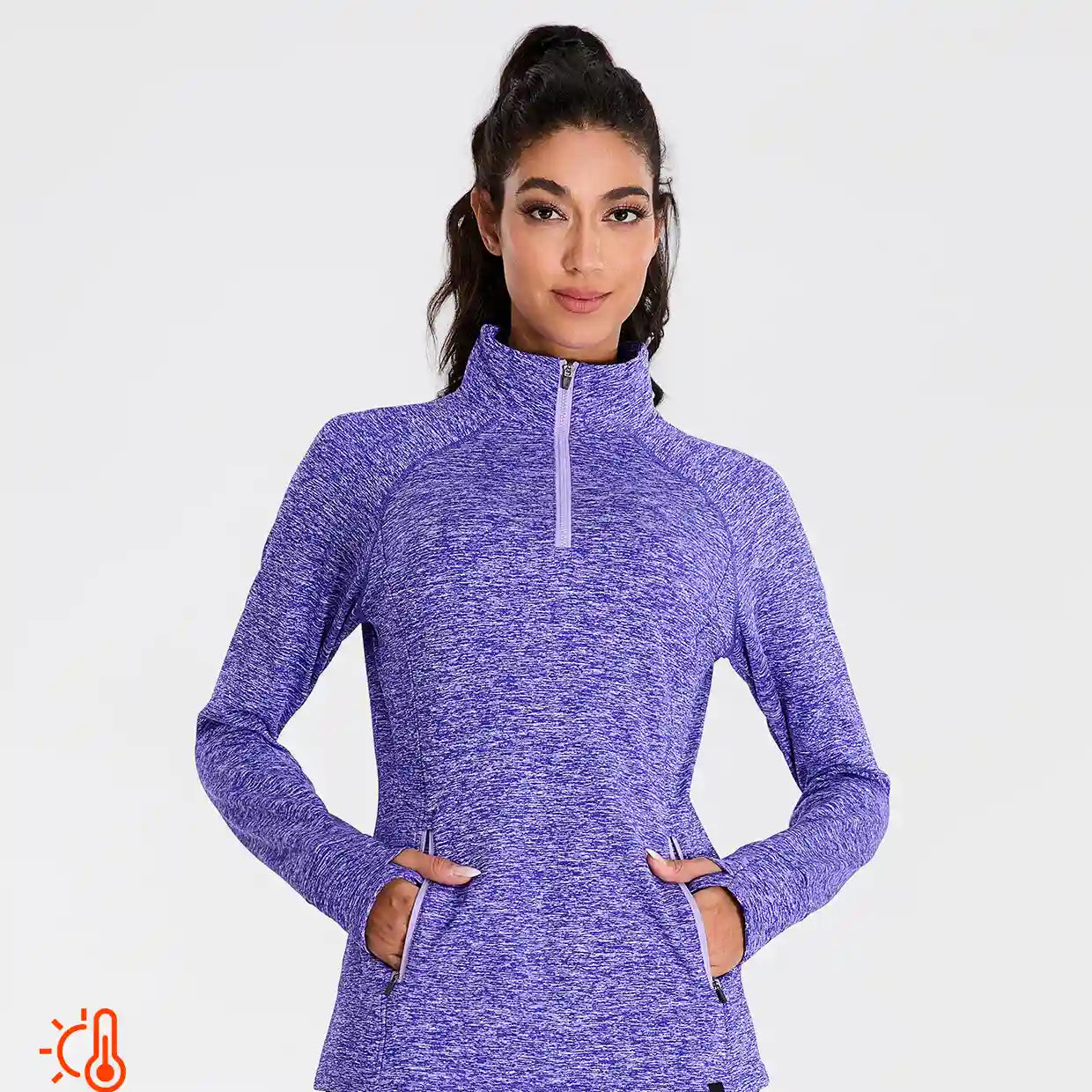 Women's Quarter-zip Fleece Top with thumb holes