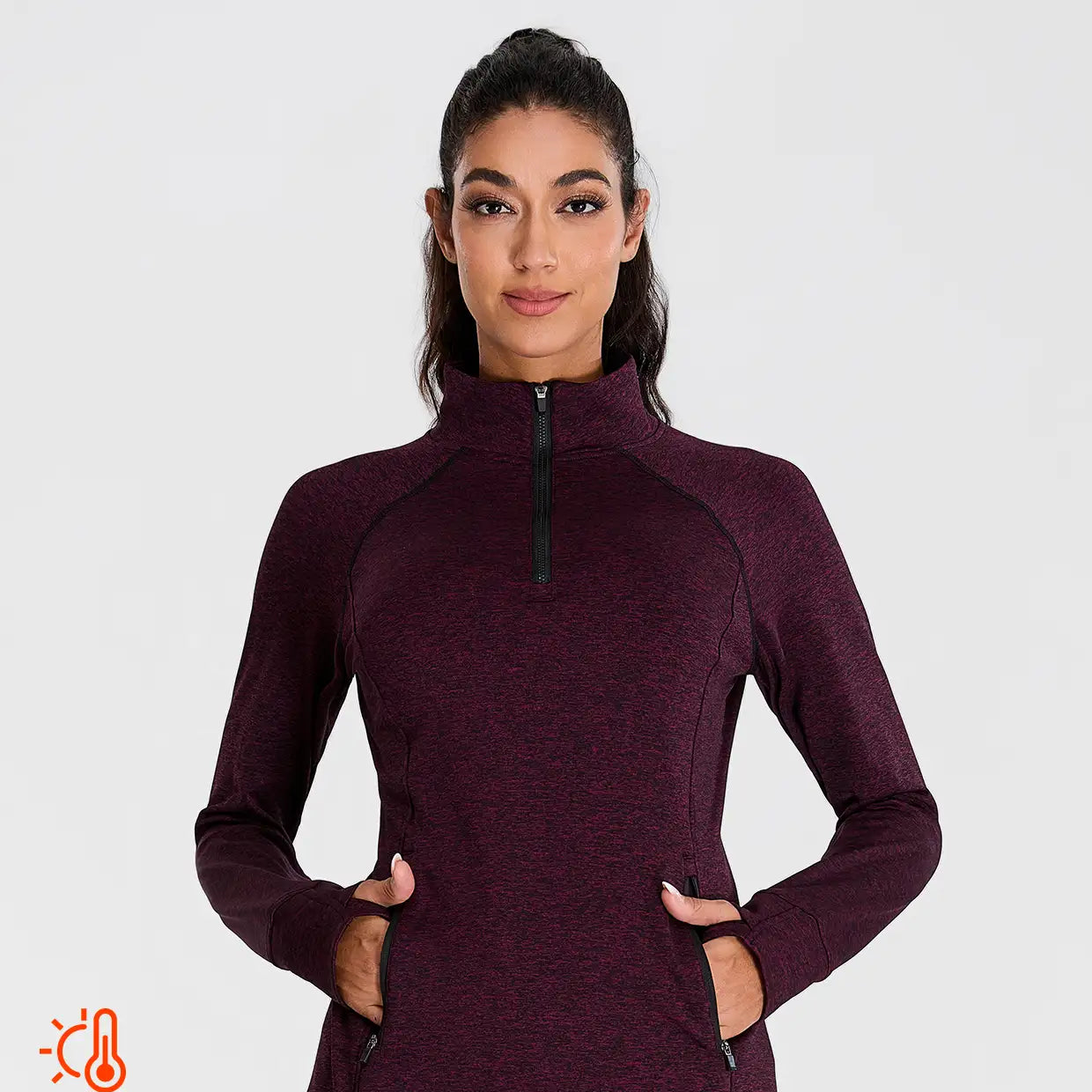 Quarter-zip long-sleeve Thermal Top for Women