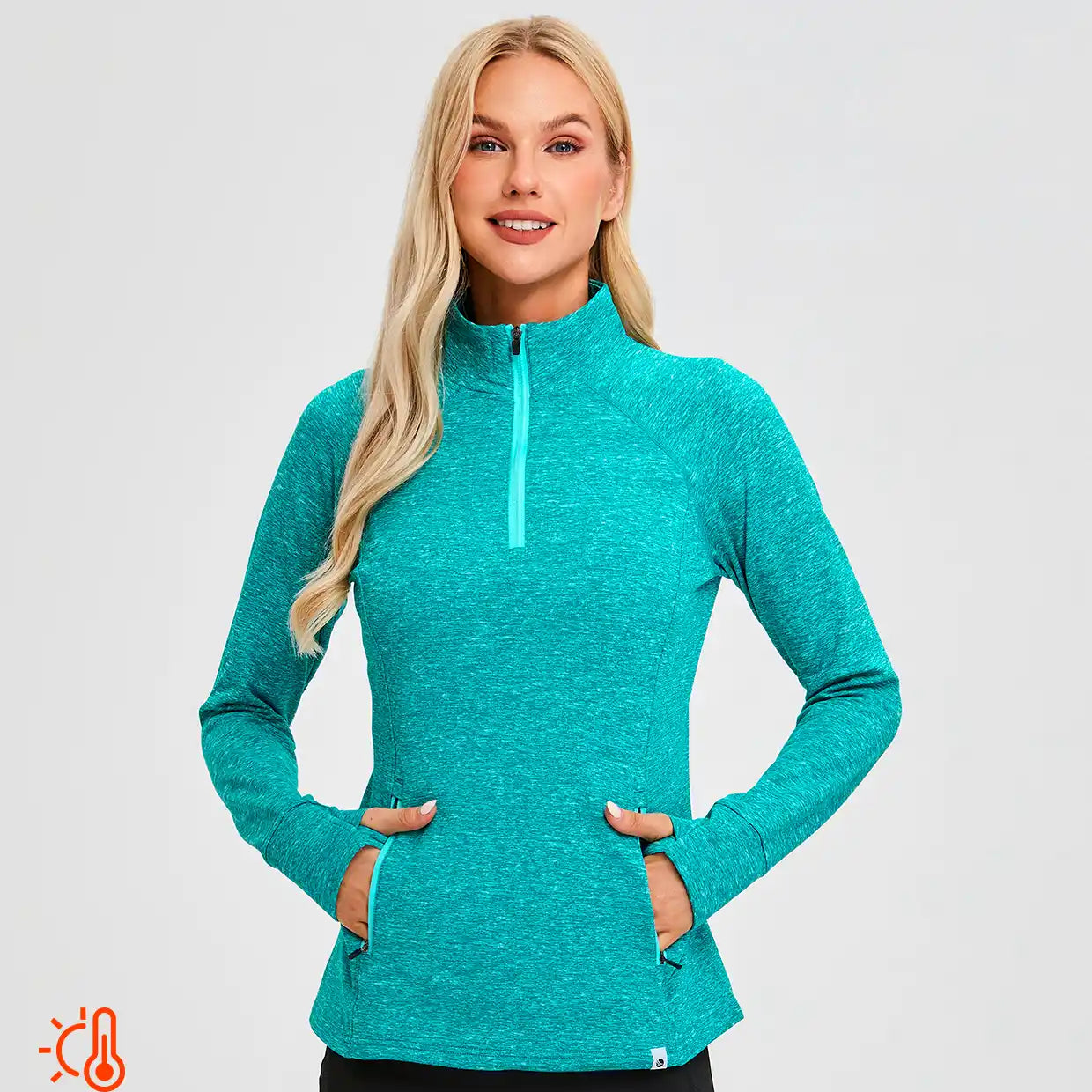 Women's Quarter-zip Fleece Top with thumb holes