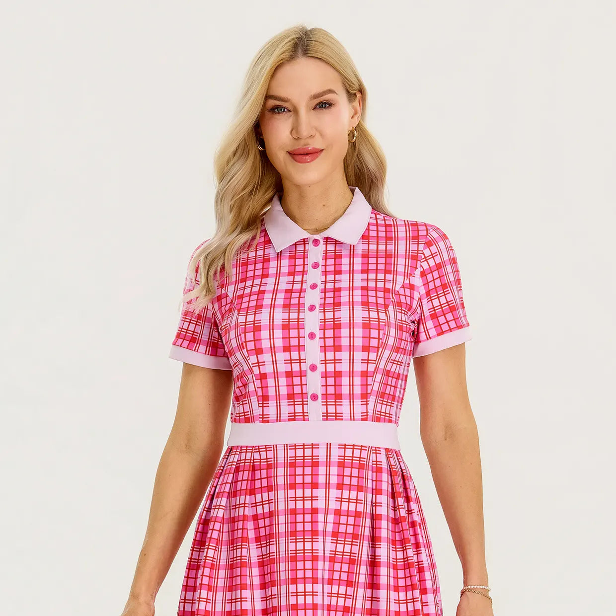 Short-sleeve Athletic 34" Pleated Dresses with Shorts and Pockets