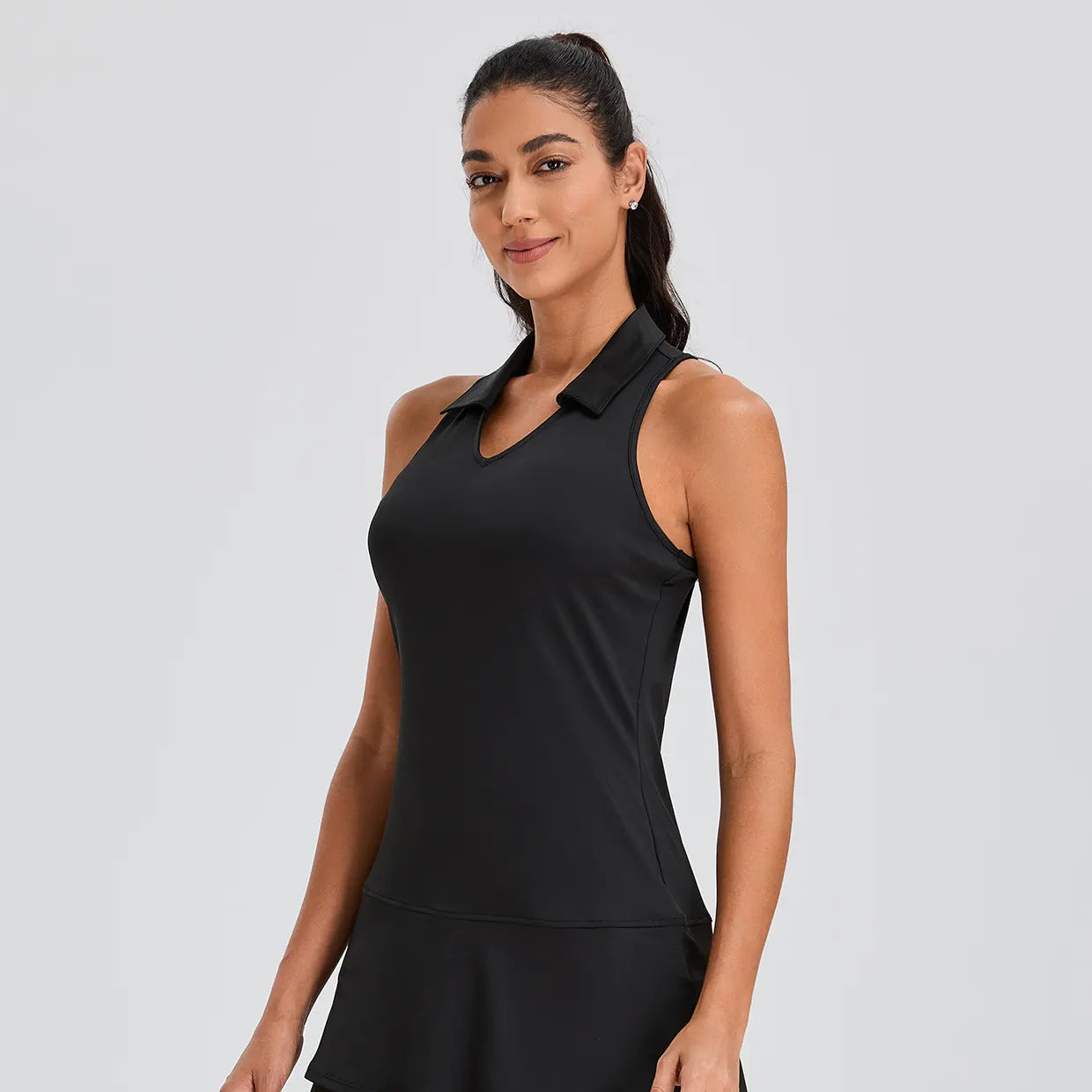 Solid Color 32" V-neck Racerback Athletic Dress with Shorts