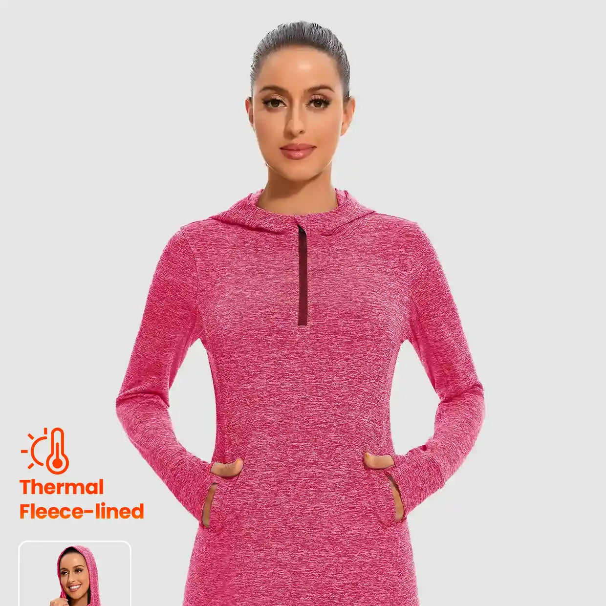 Quarter-zip Hooded Long-sleeve Fleece Dress