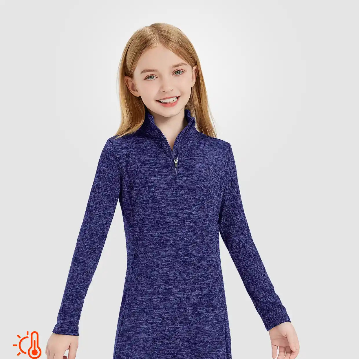 Girls Quarter-zip Long-sleeve Fleece Dress with Pockets