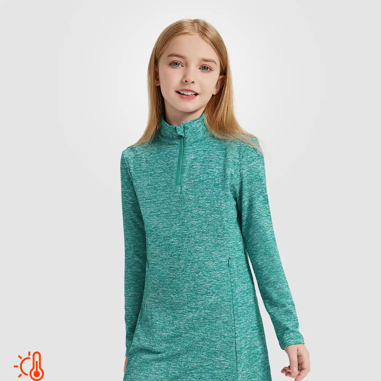 Girls Quarter-zip Long-sleeve Fleece Dress with Pockets