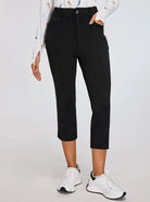 Solid Black High-Rise 7/8 Pants for Women